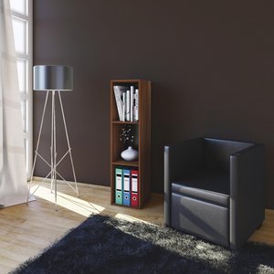 Regal aus Holzwerkstoff (MDF) in Kern Nussbaum Regal aus Holzwerkstoff (MDF) in Kern Nussbaum