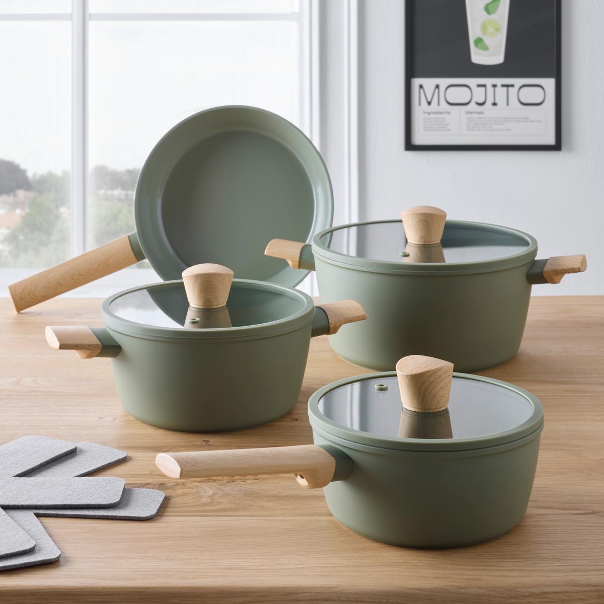 Kochtopfset Michael Grün, 11-teilig - Klar/Grün, MODERN, Glas/Kunststoff - Mömax