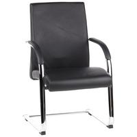 Besucherstuhl Barolo Schwarz ca. 60x101x49cm - Schwarz/Alufarben, MODERN, Leder/Textil (60/101/49cm) - MID.YOU