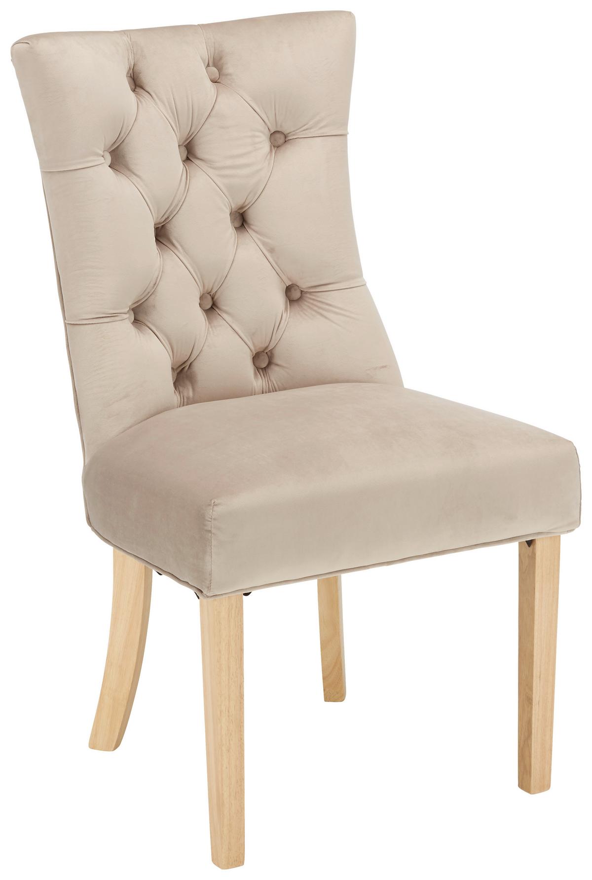 Stuhl Joleen aus Samt in Taupe - Taupe/Naturfarben, Lifestyle, Holz/Textil (55/97/64cm) - Mömax