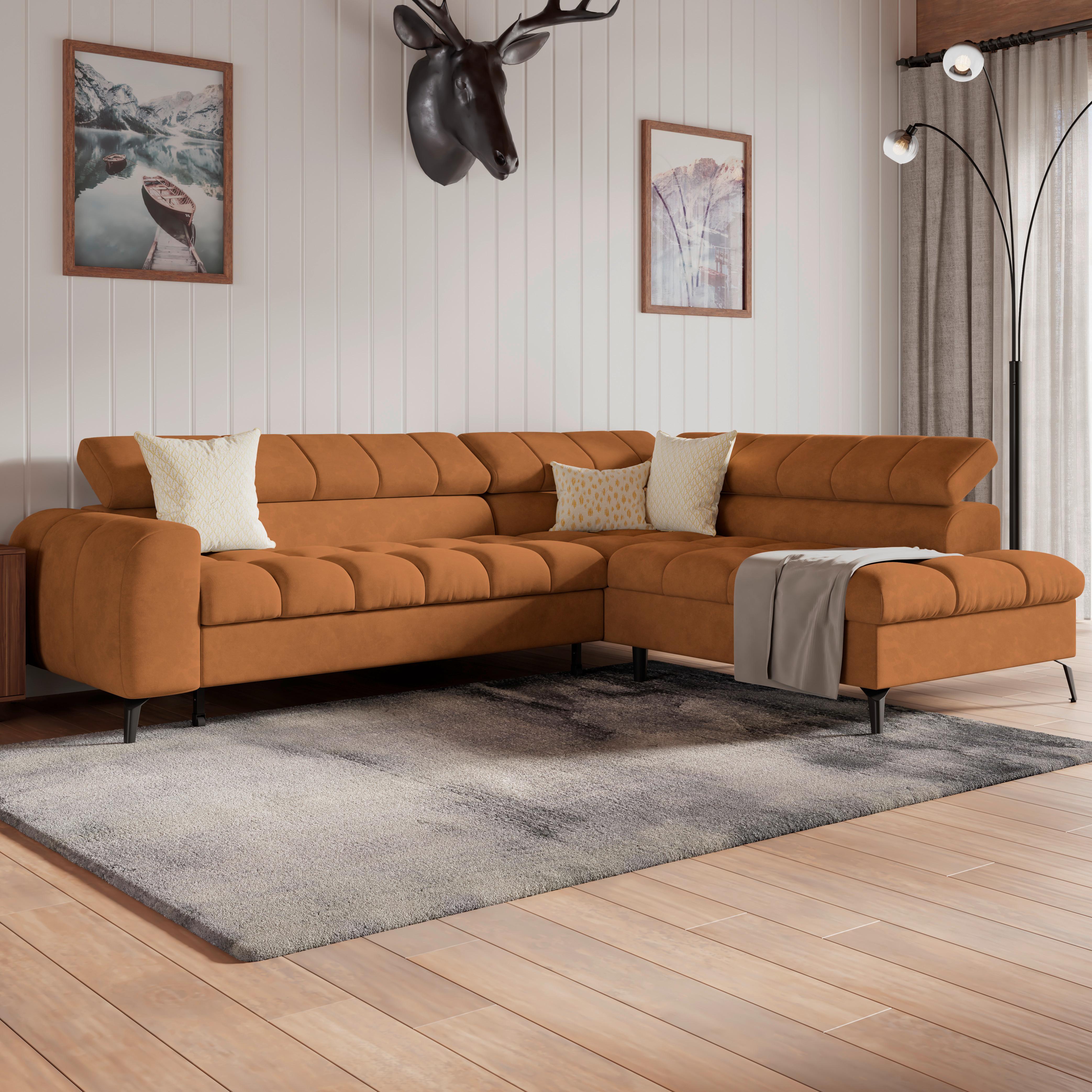 Kutna Garnitura Volf - boje hrđe/crna, Trend, tekstil/metal (261/203cm)