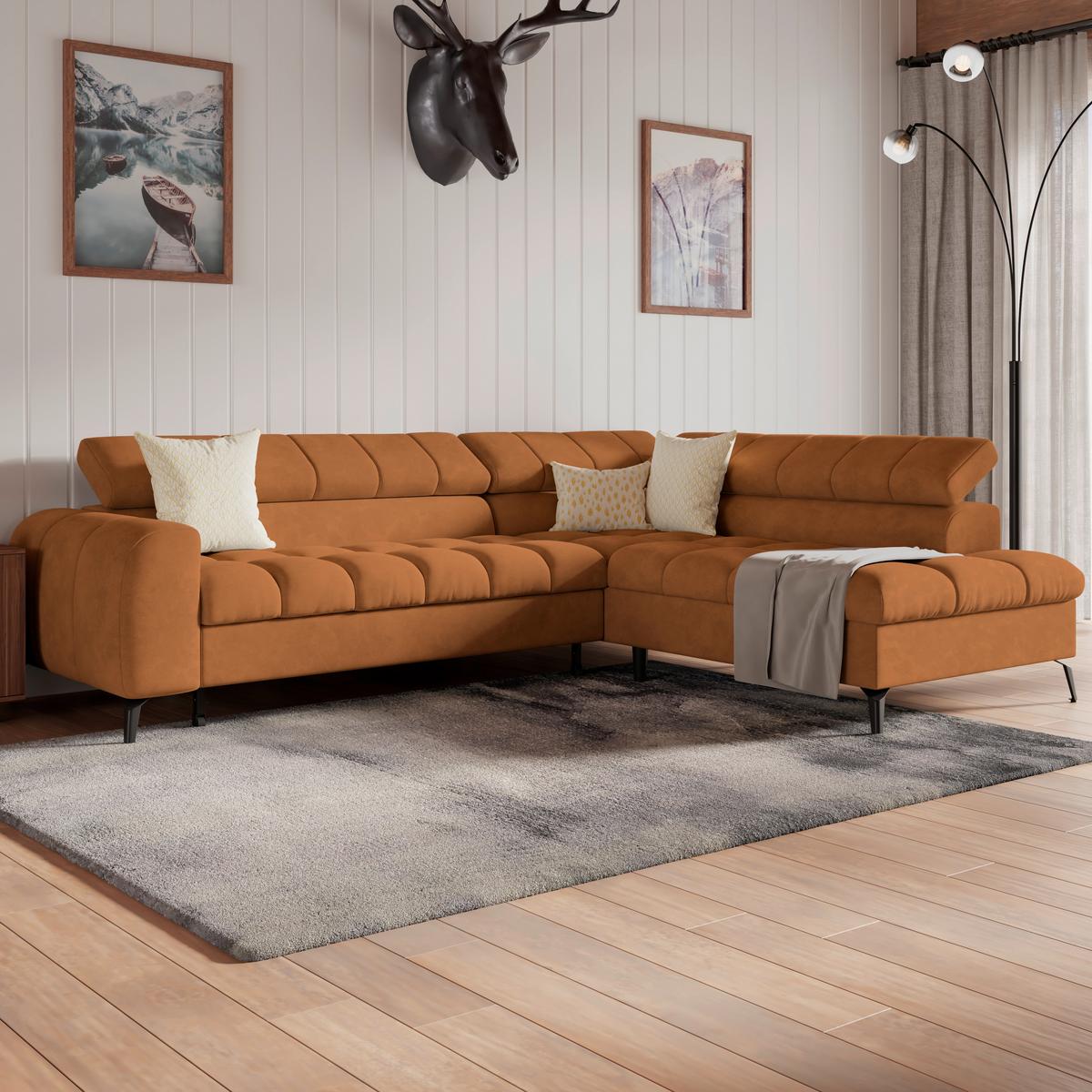 Kutna Garnitura Volf - boje hrđe/crna, Trend, tekstil/metal (261/203cm)