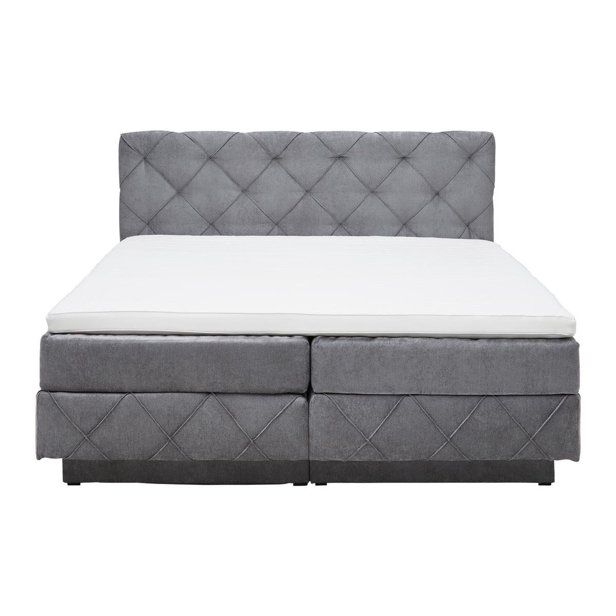 Boxspringbett Cordoba Grau ca. 160x200cm - Schwarz/Grau, KONVENTIONELL, Holz/Holzwerkstoff (160/200cm) - Premium Living