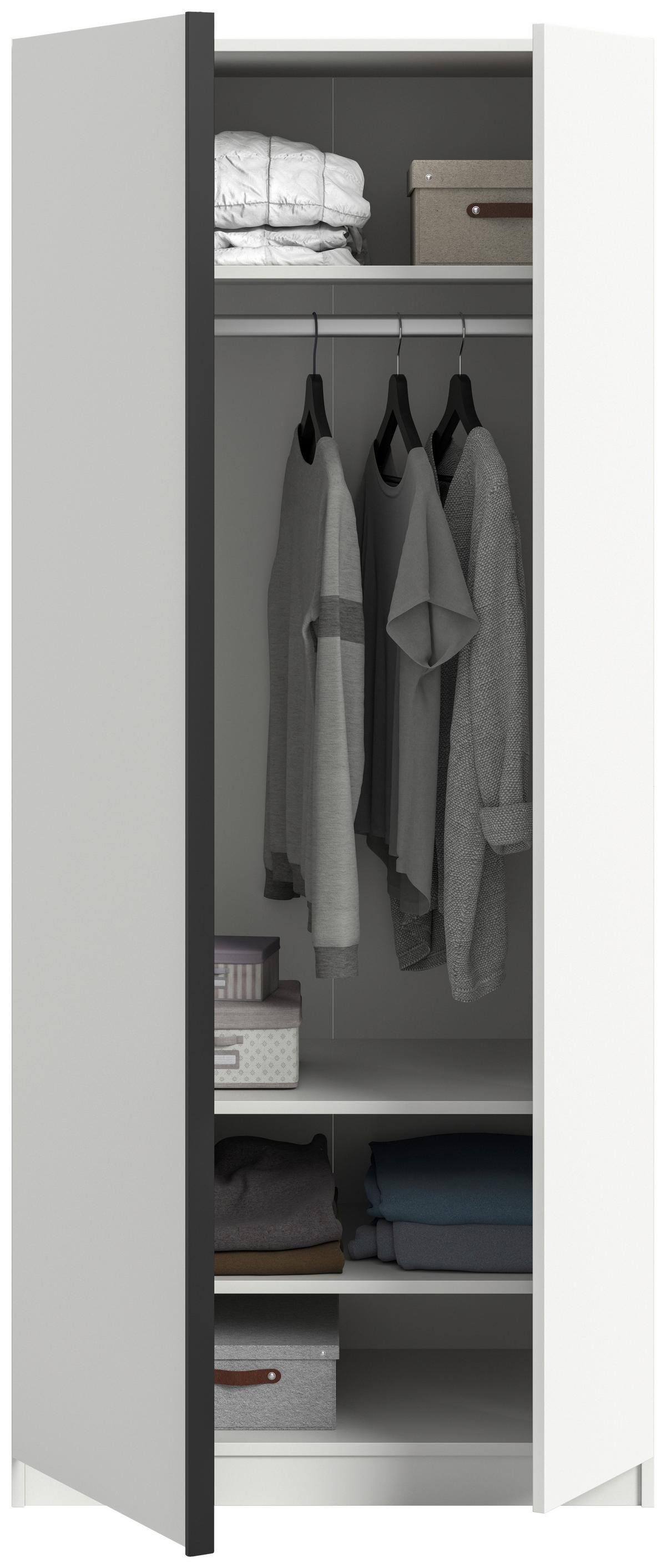 Drehtürenschrank OAKLAND ca.80x183x53cm Weiß - Schwarz/Weiß, MODERN, Holzwerkstoff/Kunststoff (80cm) - MID.YOU