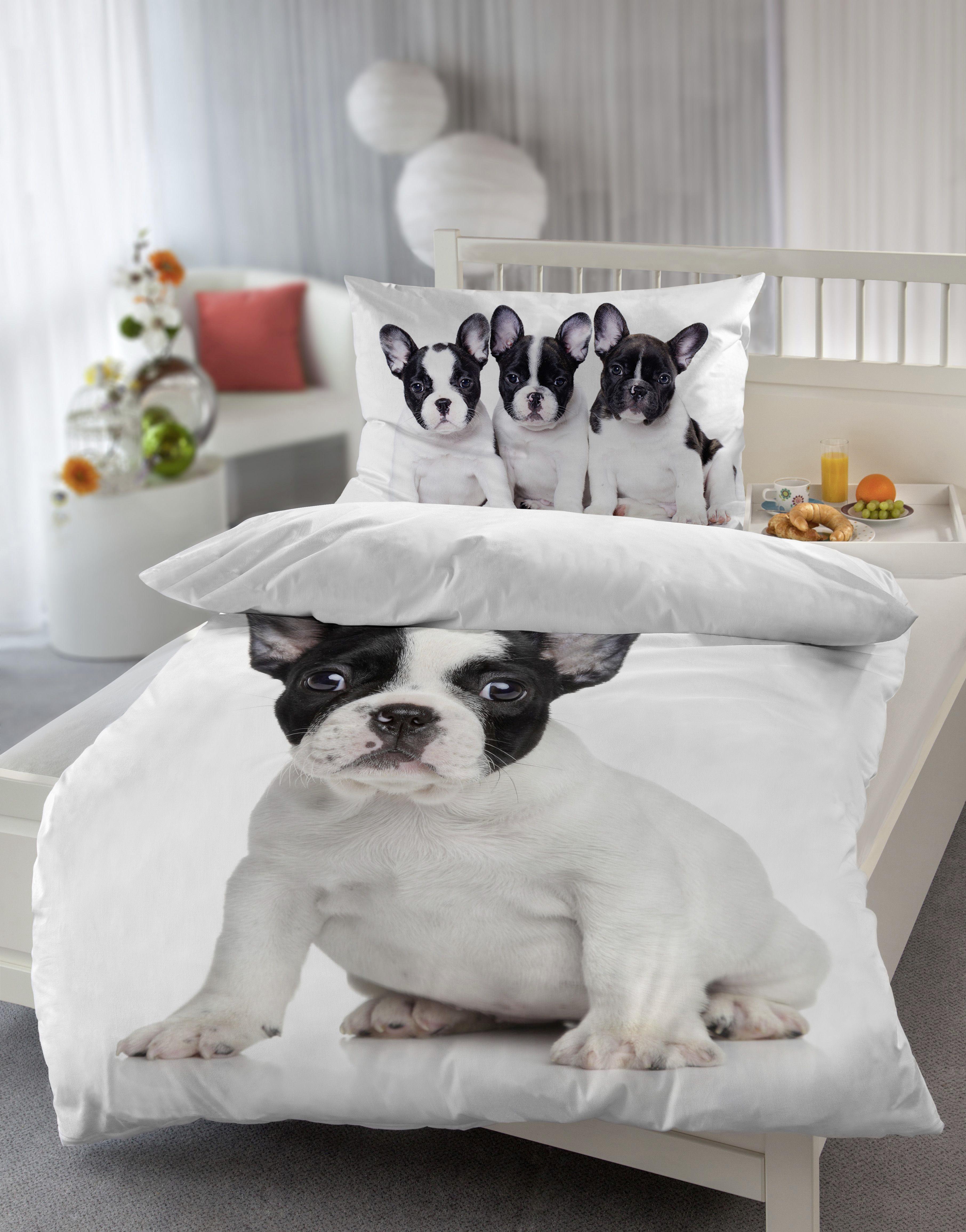 Ágyneműhuzat-garnitúra French Bulldog - fekete/fehér, Design, textil (140/200cm)