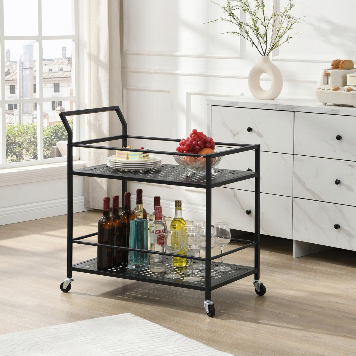 Servierwagen Wl7.321 - Schwarz, Design, Kunststoff/Metall (79/45/83cm) - MID.YOU