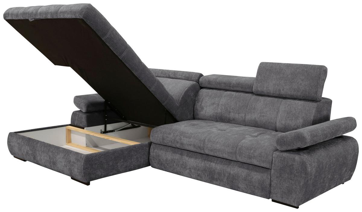 Kutna Garnitura Vegas - tamno siva/crna, Design, drvo/tekstil (173/294cm) - Modern Living