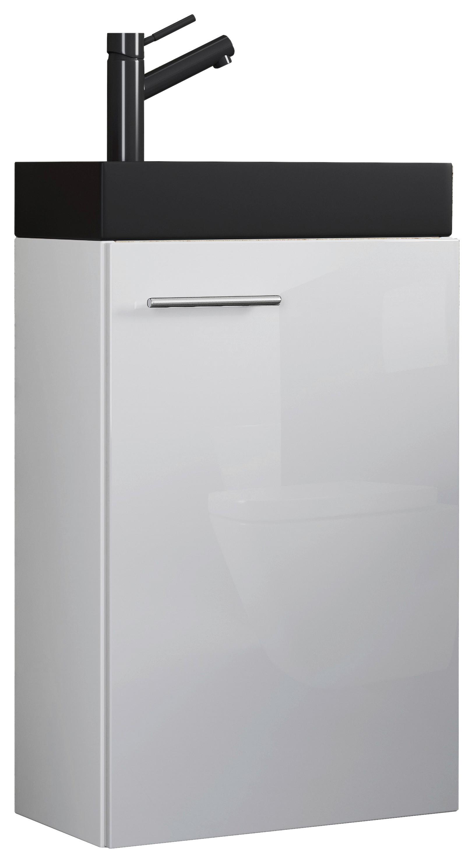 Kombiniran Umivalnik Slito, Bela - srebrne barve/črna, Moderno, kovina/leseni material (40,5cm) - MID.YOU