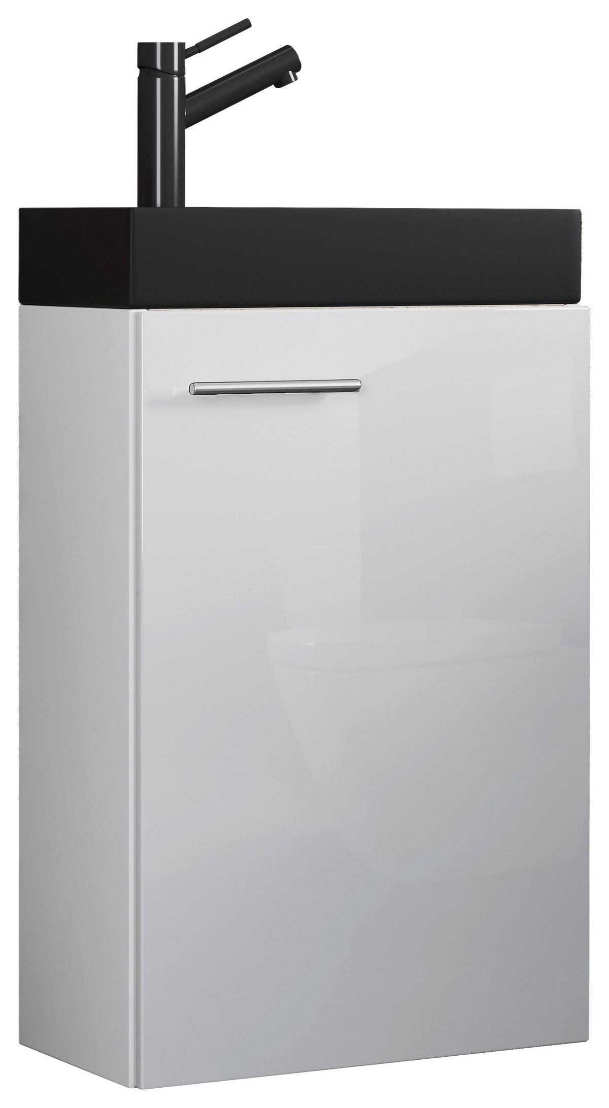 Kombiniran Umivalnik Slito, Bela - srebrne barve/črna, Moderno, kovina/leseni material (40,5cm) - MID.YOU