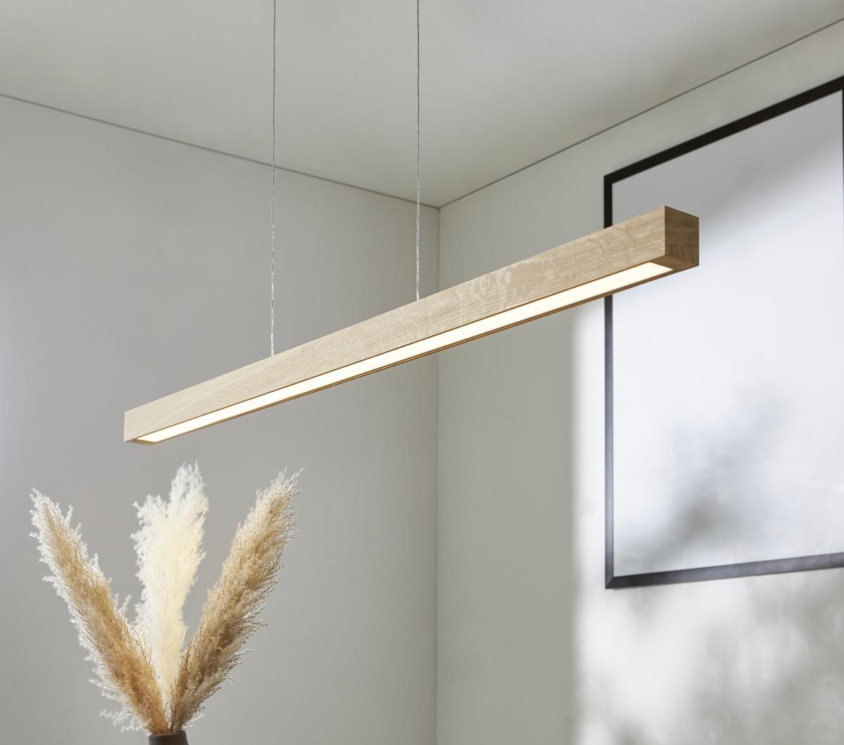 LAMPA WISZĄCA LED LU1509874FSC "SMAL" - kolor dębowy, Natur, drewno (100/6/110cm) - Dieter Knoll