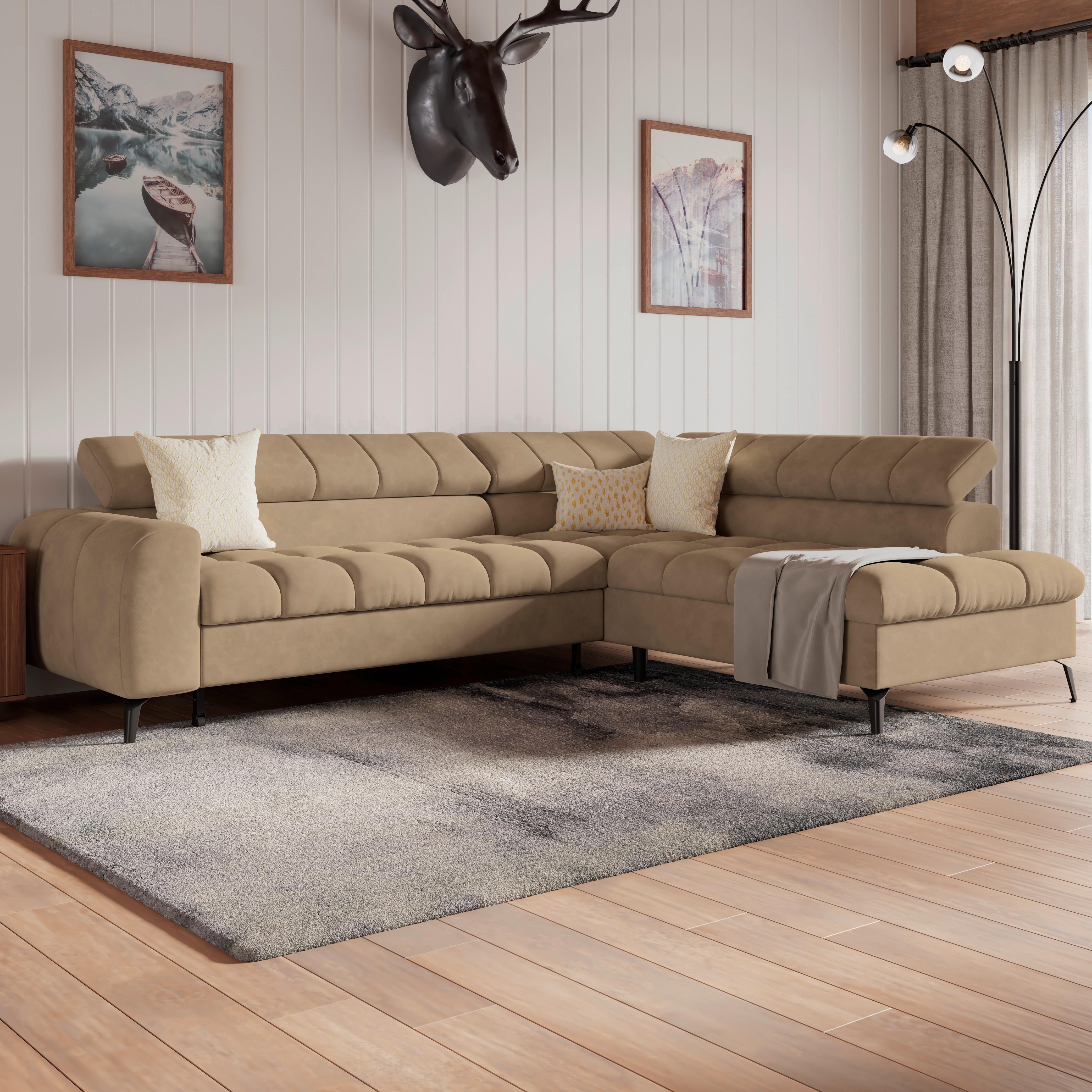 Kutna Garnitura Volf - smeđa/crna, Trend, tekstil/metal (261/203cm)