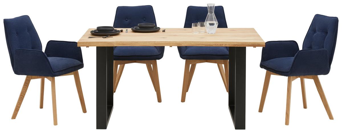 Masă WOOD 160 - culoare natur/negru, Konventionell, lemn/metal (160/75/90cm) - Modern Living