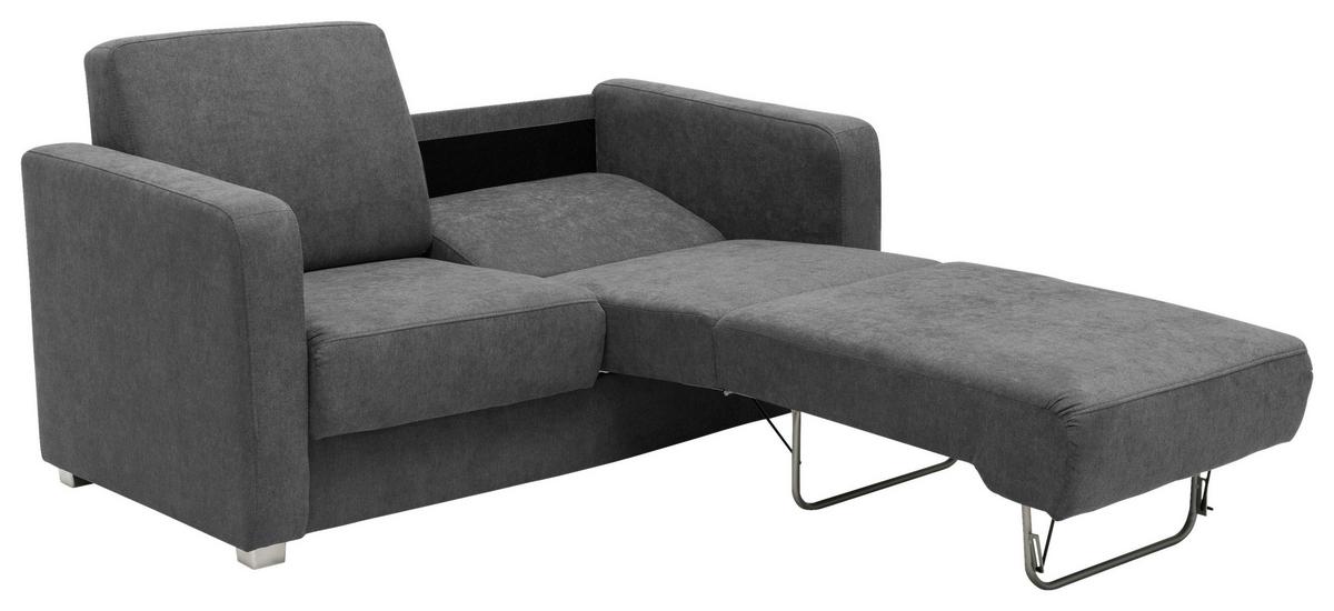 Schlafsofa Mia Anthrazit Mikrofaser - Chromfarben/Anthrazit, Basics, Kunststoff/Textil (159/88/87cm) - Livetastic