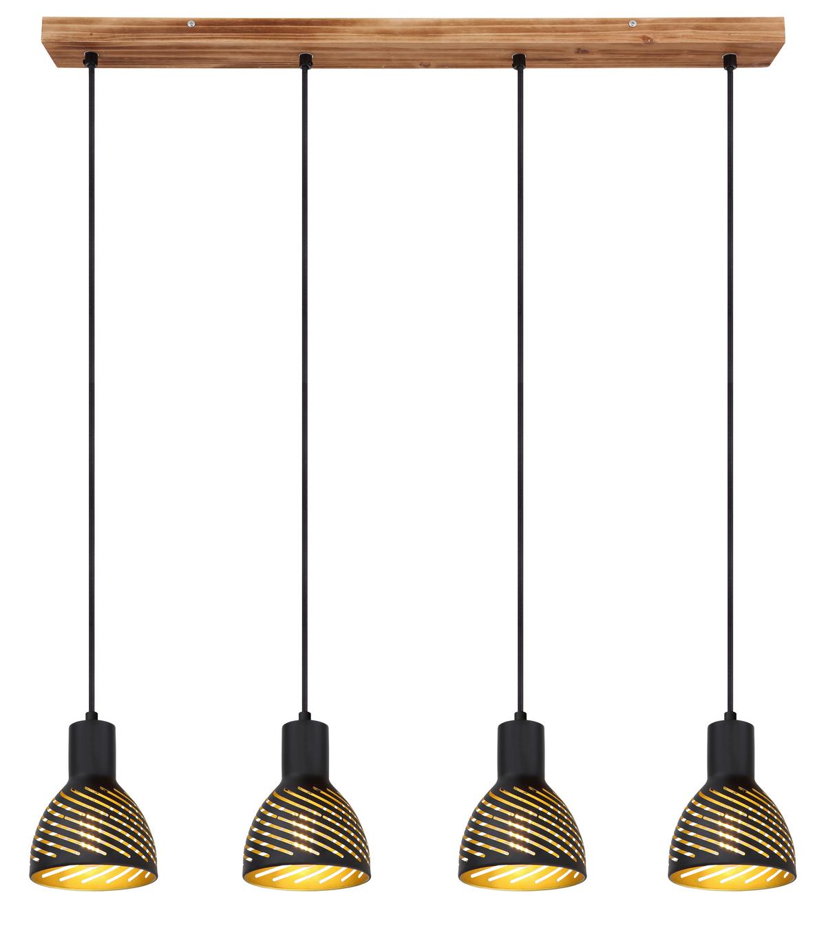 Hängeleuchte Lenna max. 60 Watt - Goldfarben/Schwarz, Basics, Metall (90/12,5/120cm) - Globo