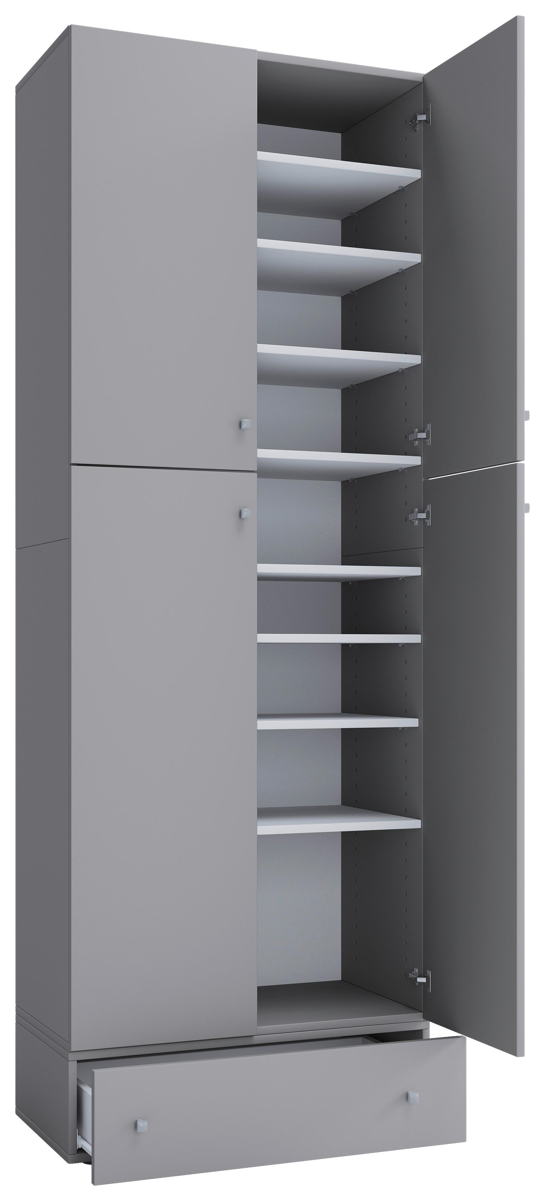 Schuhschrank Lona XXL ca.70x200x39cm Grau - Schwarz/Grau, MODERN, Holzwerkstoff/Kunststoff (70/200/39cm) - MID.YOU