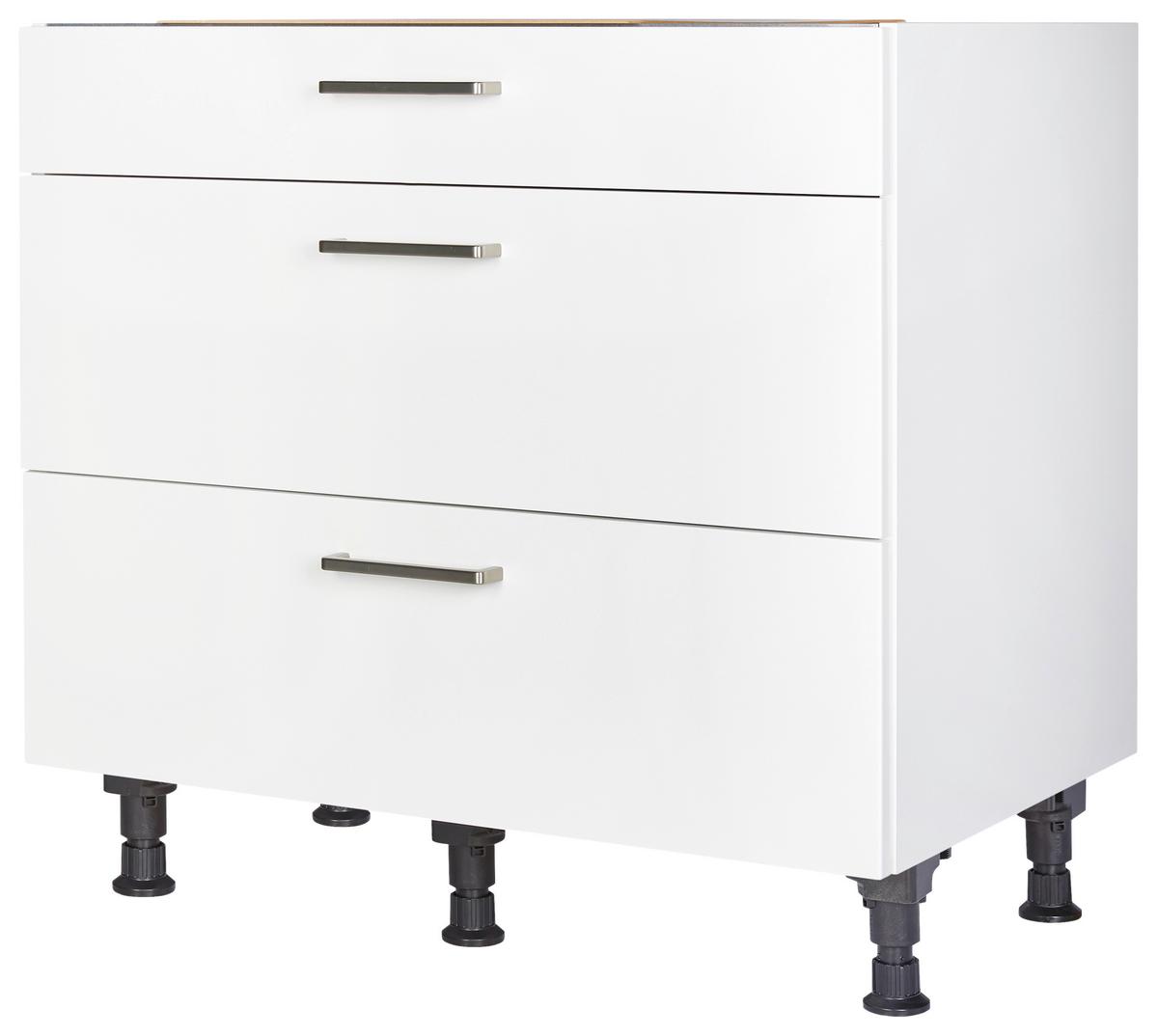 Kochfeldumbauschrank Touch Weiß - Edelstahlfarben/Weiß, MODERN, Holzwerkstoff/Metall (90/87/56cm) - Nobilia