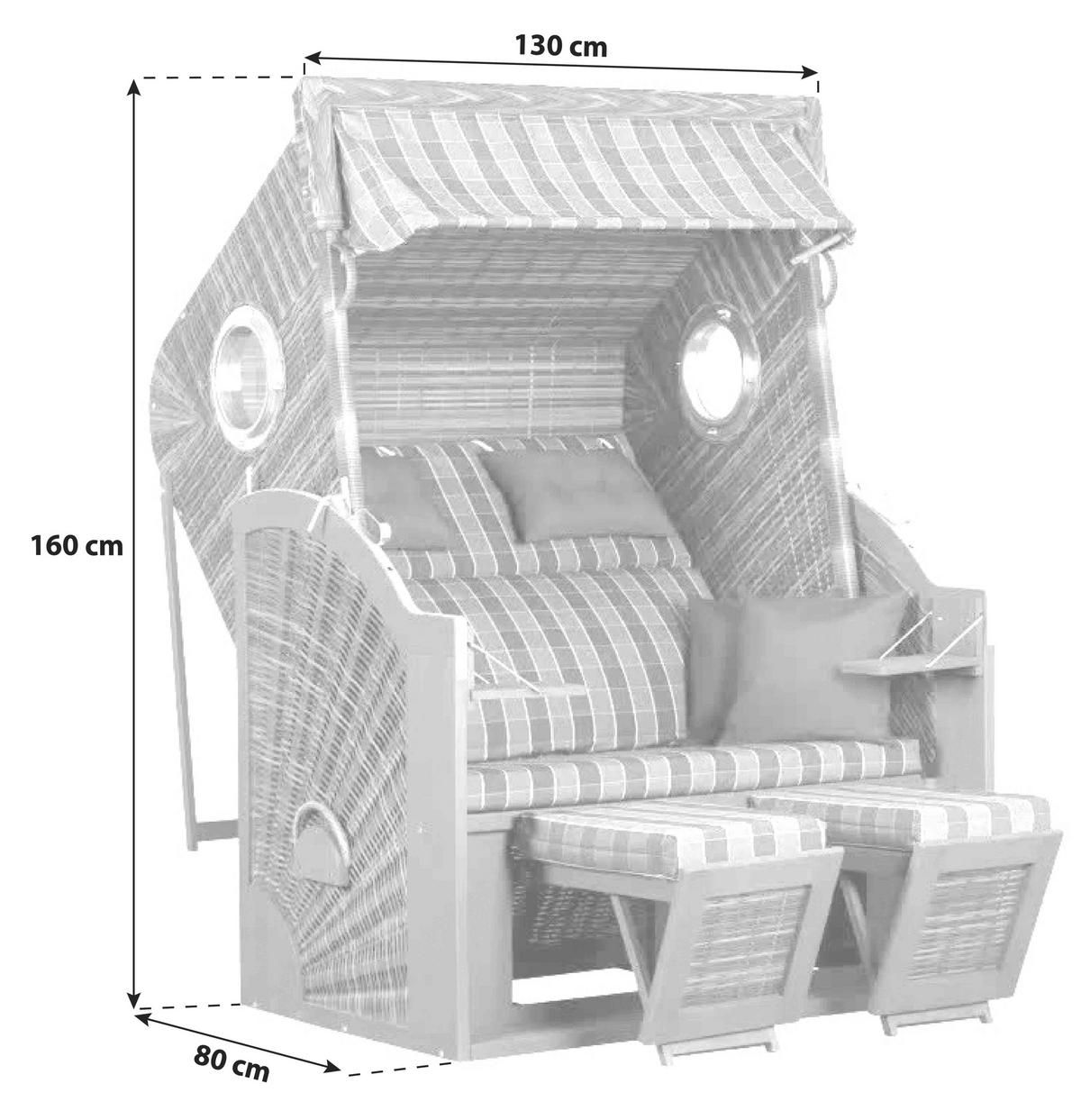 Strandkorb Cliff XL Pinie - Rot/Grau, Basics, Holz/Textil (130/160/80cm)