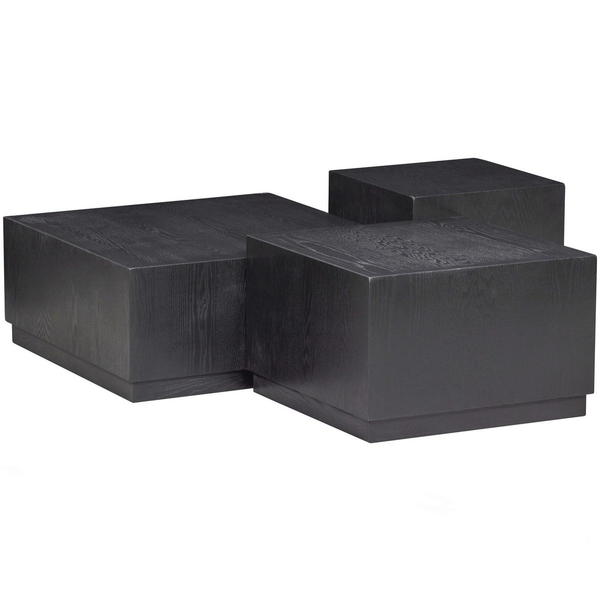 Beistelltisch PIM 3-tlg. Schwarz - Schwarz, Design, Holzwerkstoff - Livetastic