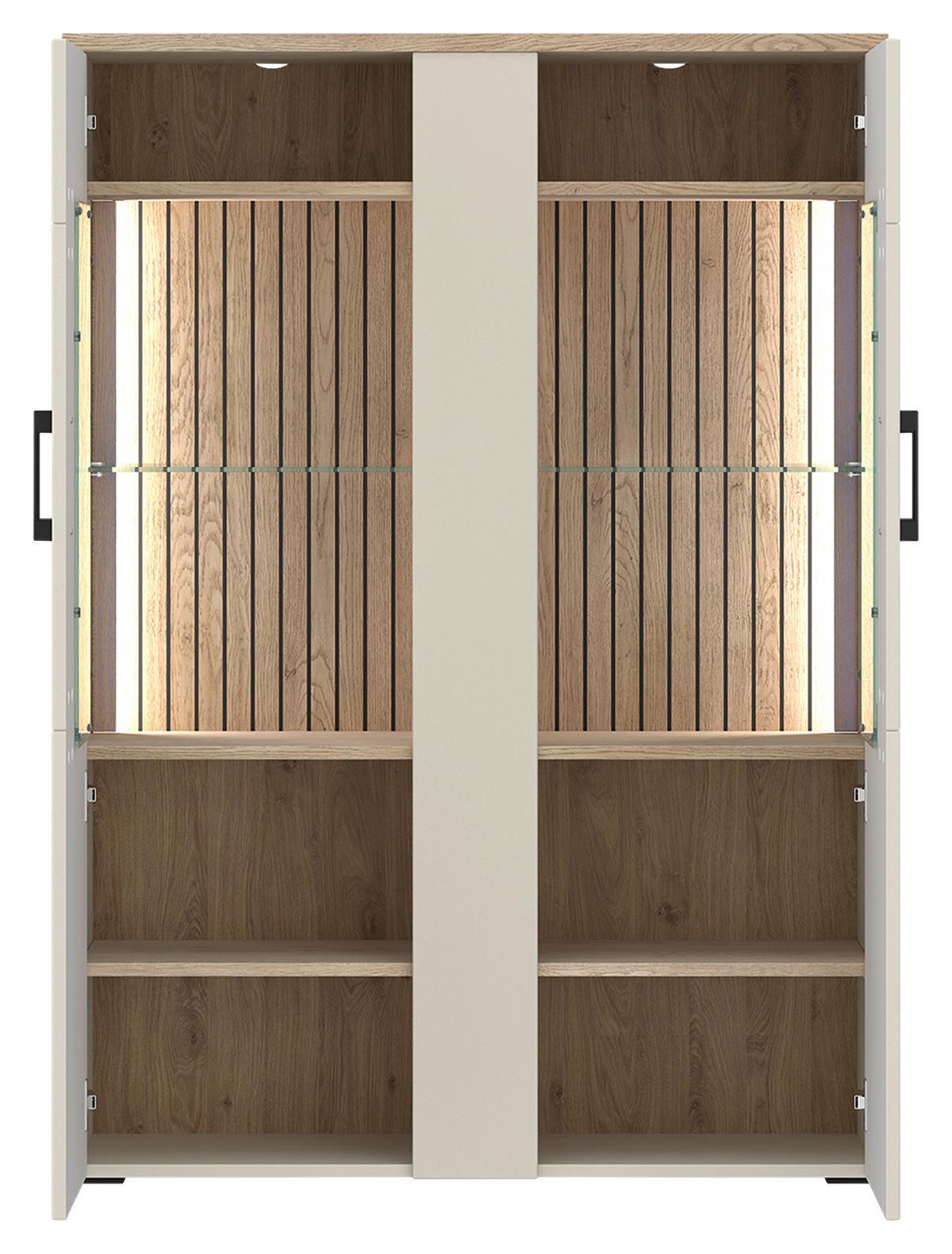 Vitrina Amare - kašmir/boje hrasta, Moderno, staklo/drvni materijal (102,2/138/35cm) - Modern Living