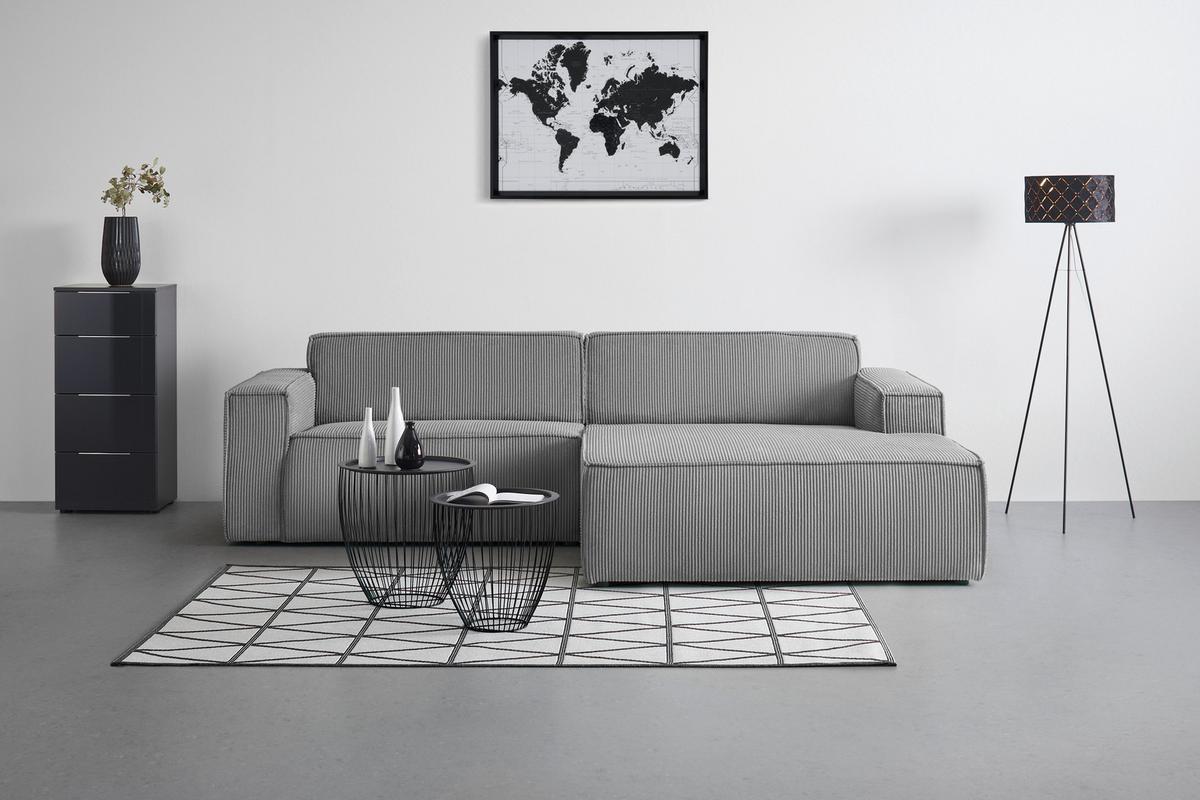 Wohnlandschaft Loft in Hellgrau - Hellgrau/Schwarz, Modern, Kunststoff/Textil (265/75/172cm) - Mömax