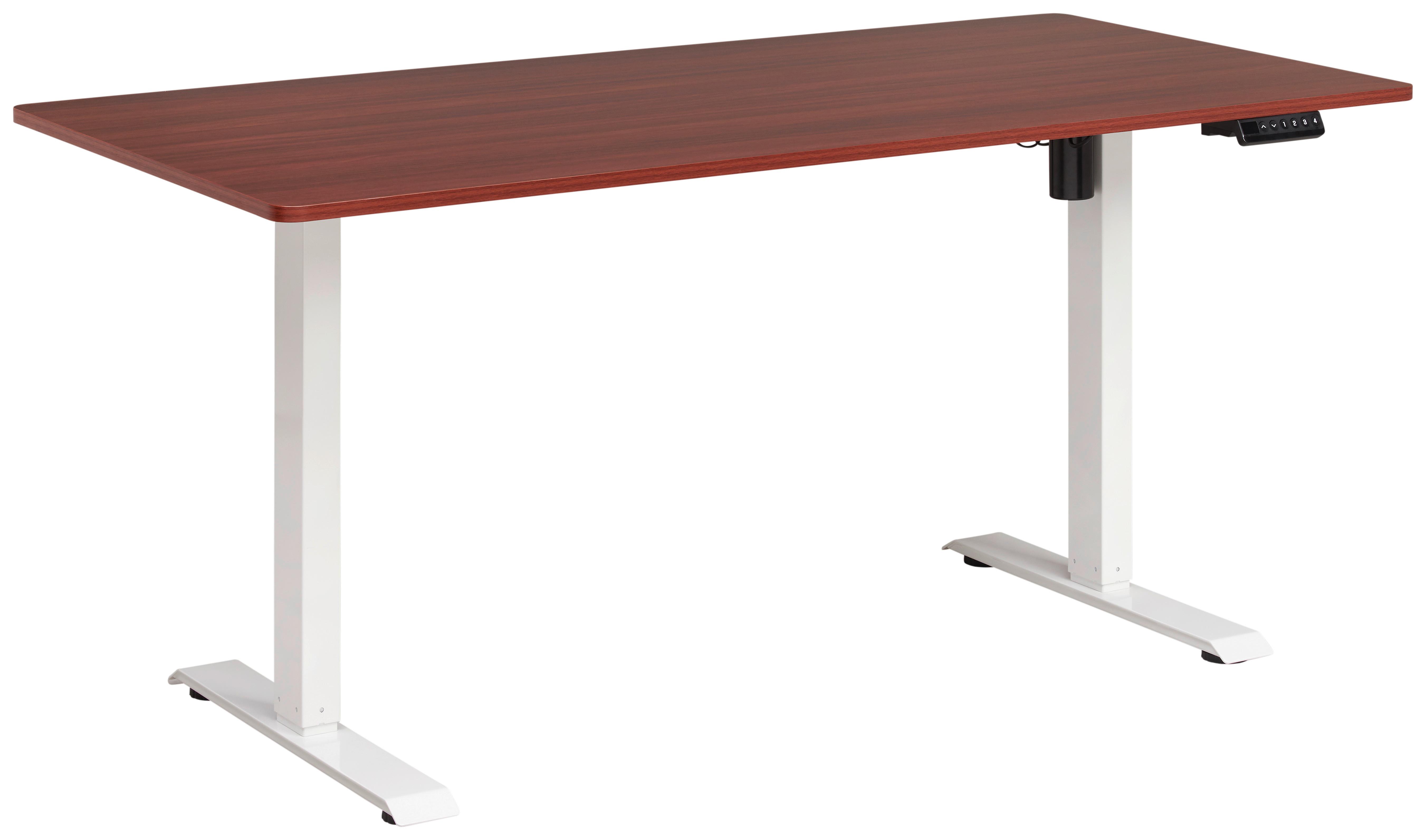 BIURKO ALGHERO - biały/kolor orzecha włoskiego, Modern, materiał drewnopochodny/metal (160/80/73-123cm) - Livetastic