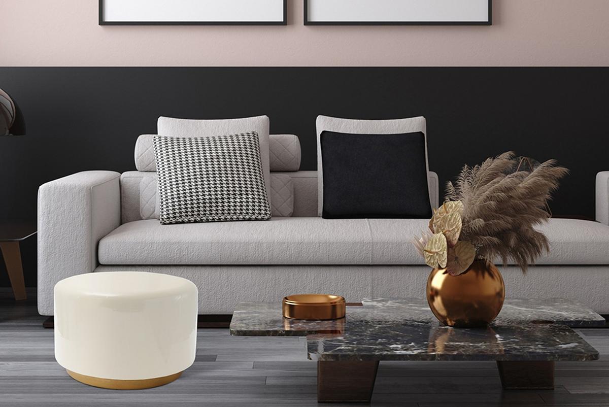 BEISTELLTISCH ART DECO 250 ELFENBEIN - Beige/Goldfarben, Design, Metall (51,5/43/51,5cm) - Kayoom