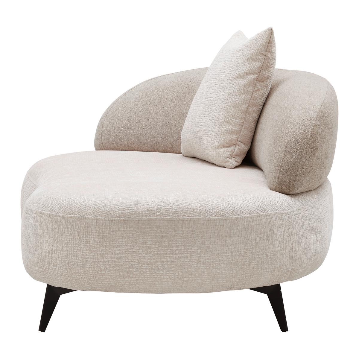 Recamiere Bondy Beige Ottomane mit Armlehne links - Beige/Schwarz, MODERN, Textil/Metall (180/83/105cm) - Premium Living