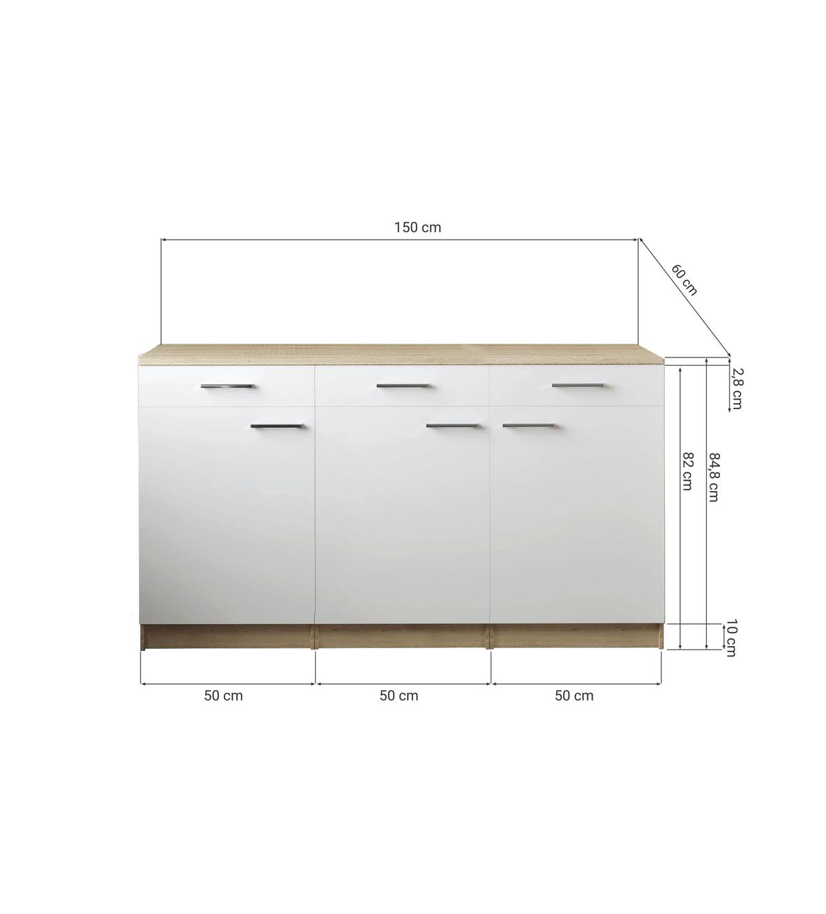 Küchenunterschrank Merle Schwarz/Eichefarben - Eichefarben/Silberfarben, Basics, Holzwerkstoff/Metall (150/85/60cm) - Respekta