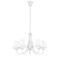 Kronleuchter Cortez in Weiß max. 28 Watt - Weiß, Natur, Textil/Metall (70/150cm) - Trio Leuchten