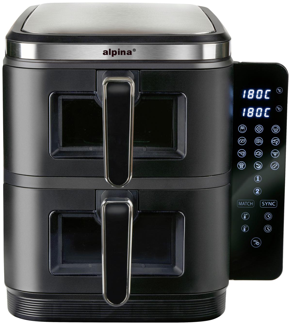 HEIßLUFTFRITTEUSE AIR FRYER DOUBLE STACK 2X 5.5L - Schwarz, Basics, Kunststoff/Metall (35/29/38cm)