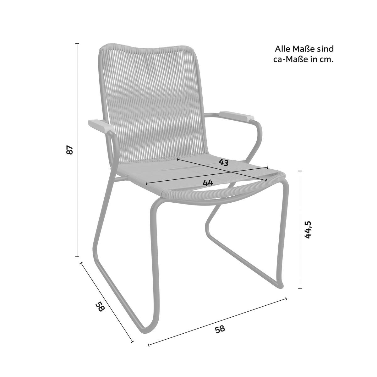 Set Vrtnih Stolov Cleo, Siva, 2-Delno - barva tikovine/temno siva, Moderno, kovina/umetna masa (58/87/58cm) - Bessagi Garden