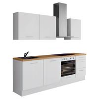 Küchenblock IBZ ohne Geräte ca. 230 cm Weiß - Edelstahlfarben/Eichefarben, Design, Holzwerkstoff/Metall (230cm) - Impuls