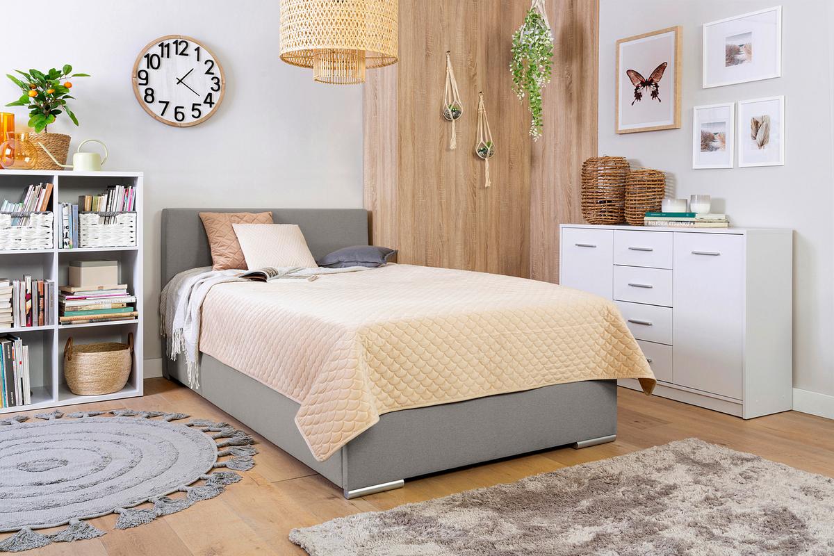 Tapecirani Krevet Cosi - boje kroma/taupe, Konvencionalno, drvo/metal (120/200cm)