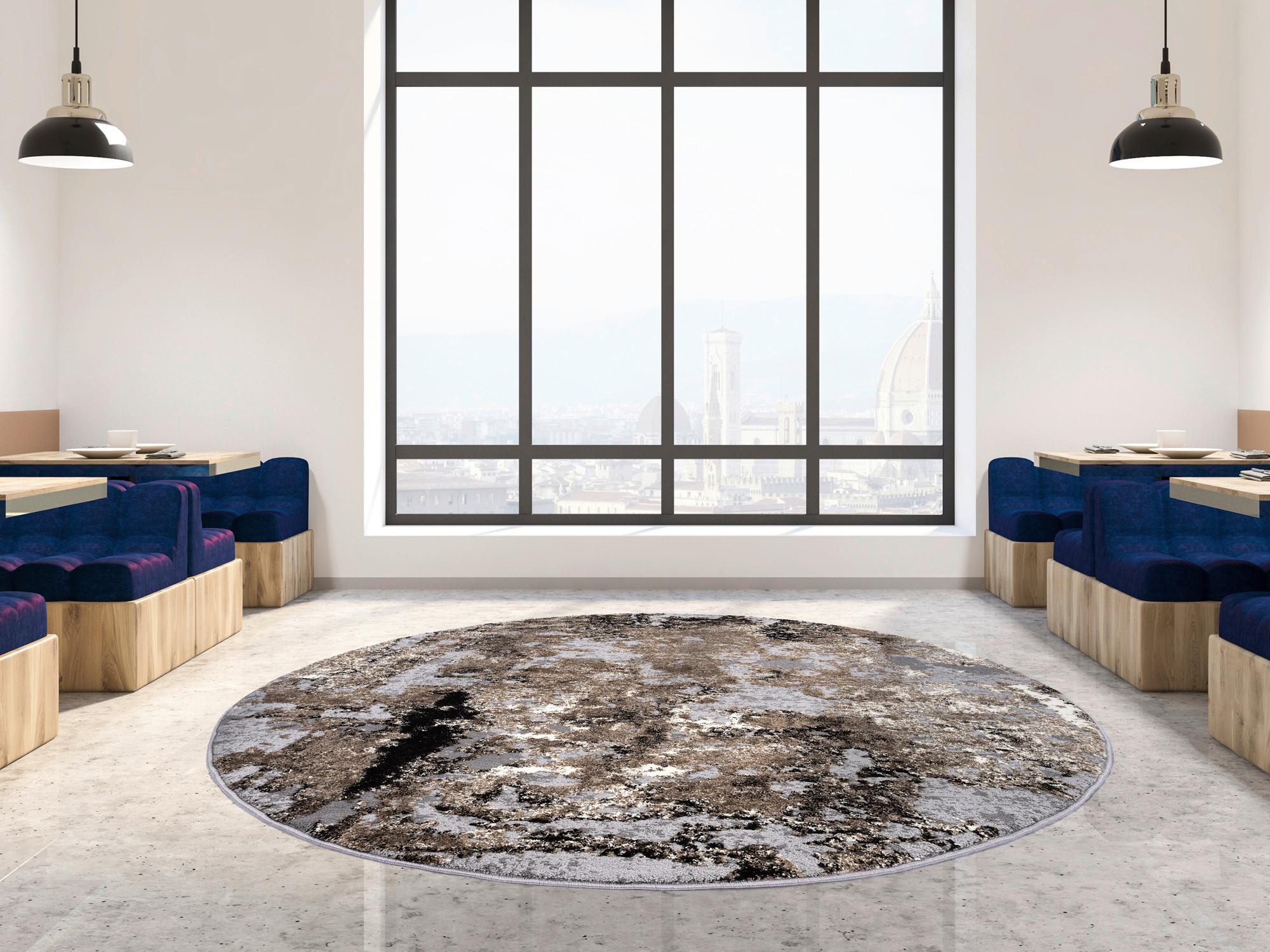 Webteppich Timeline Quantum Braun/Beige Ø ca. 120cm - Beige/Braun, Design, Textil (120cm) - Novel