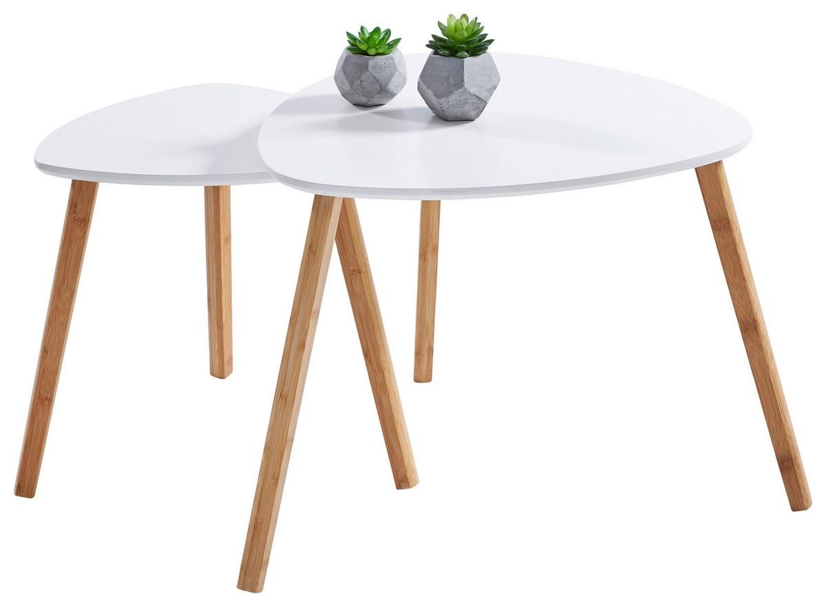 STOLIK BOCZNY MONA L - kolor naturalny/biały, Design, materiał drewnopochodny/drewno (55/55/45cm) - Carryhome