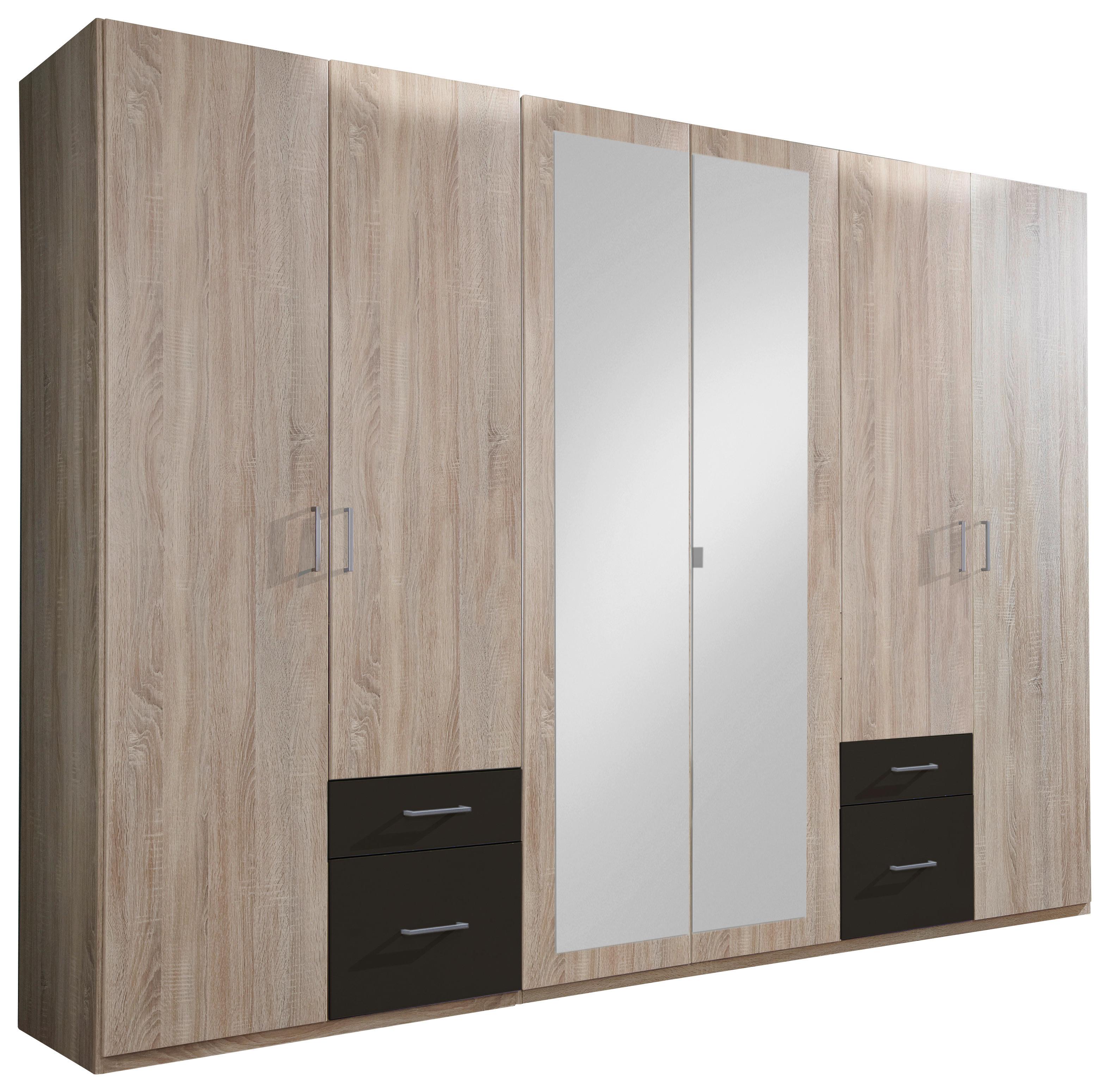 Ormar S Klasičnm Vratima Freiburg - srebrne boje/boje grafita, Design, staklo/drvni materijal (270/210/58cm) - Modern Living