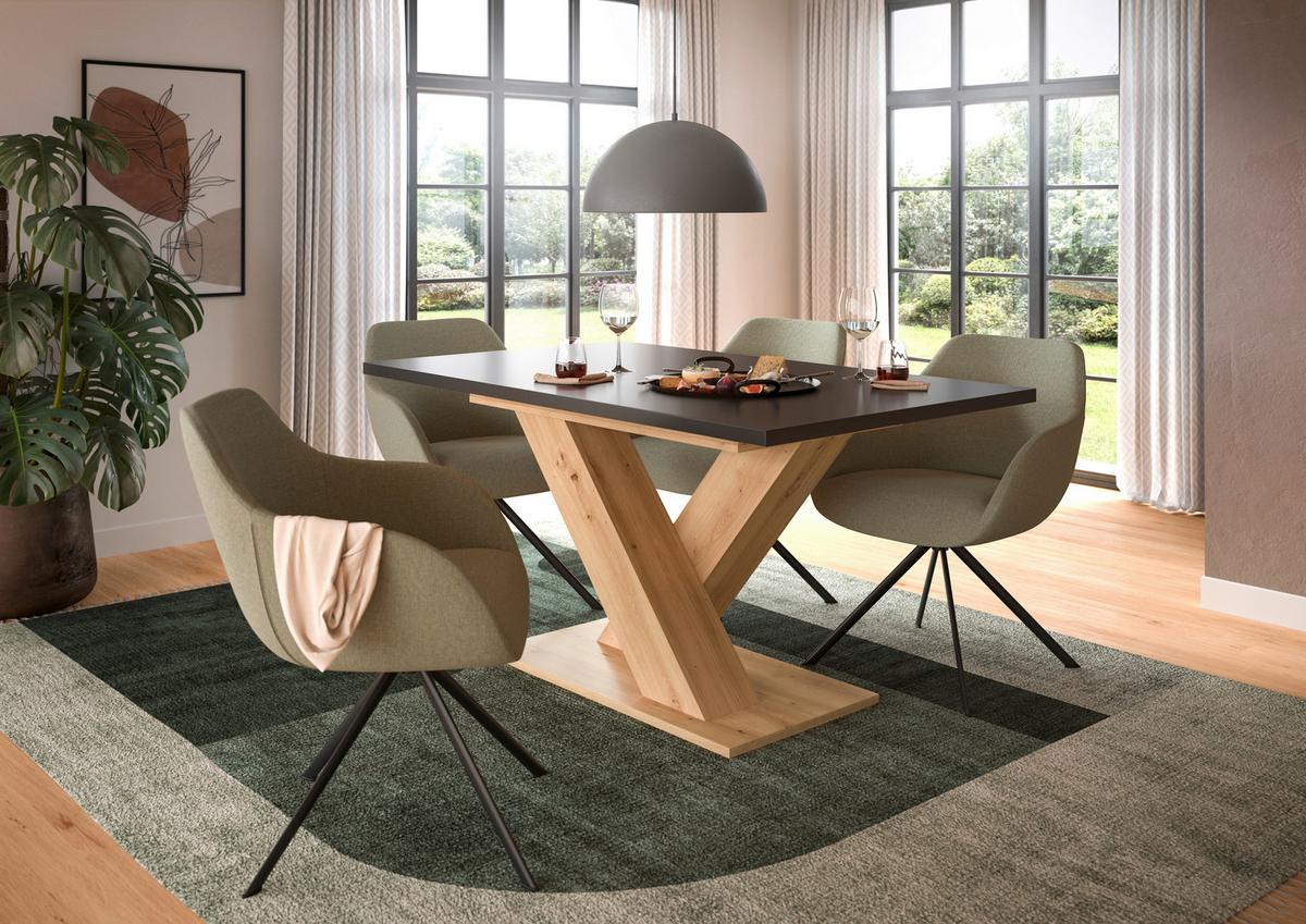Ausziehtisch Marlon Grau ca. 150-190x90x76 cm - Eiche Artisan/Grau, KONVENTIONELL, Holzwerkstoff (150-190/90/76cm)