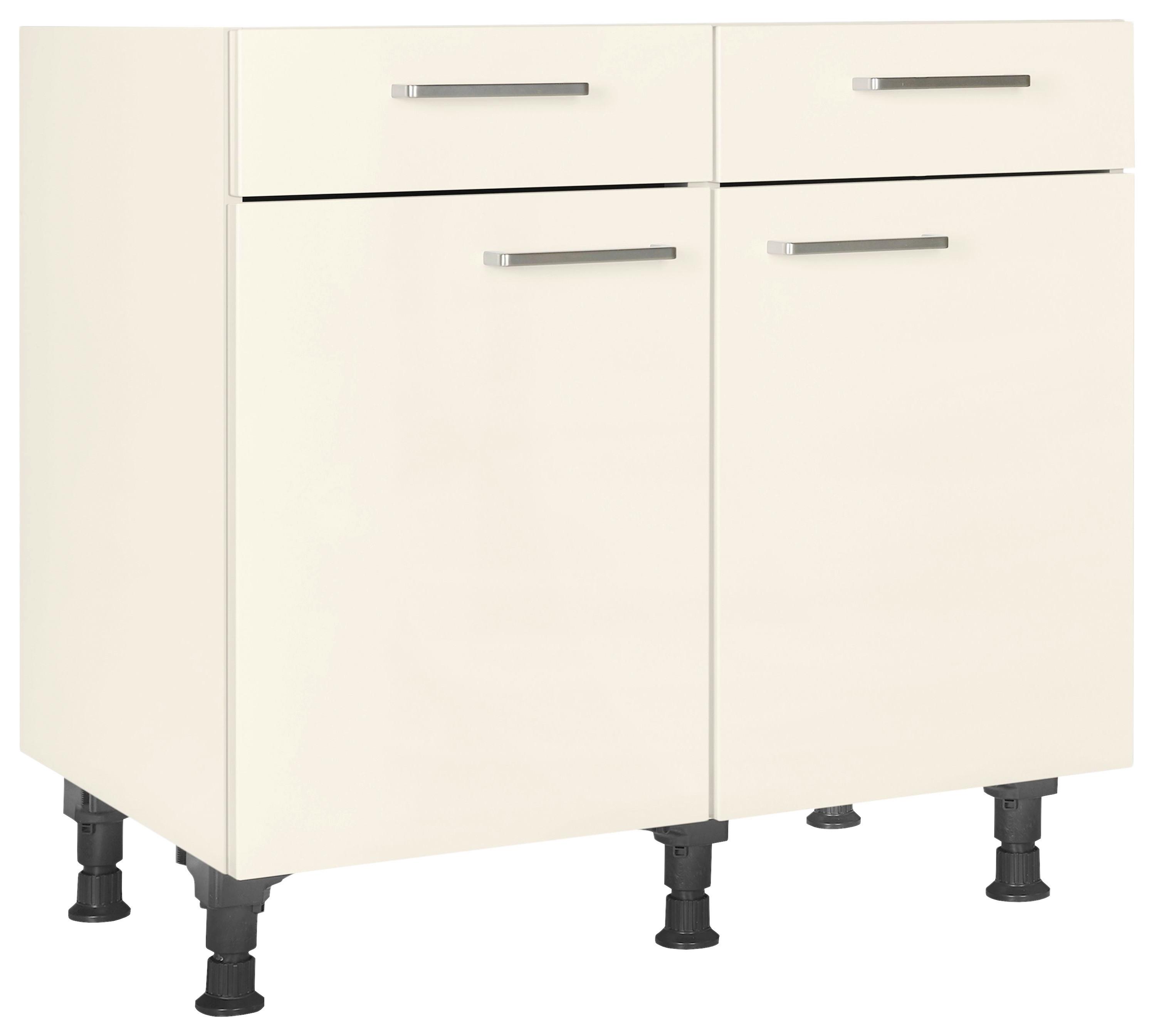 Schubkastenunterschrank Touch Magnolie - Edelstahlfarben/Magnolie, MODERN, Holzwerkstoff/Metall (90/87/56cm) - Nobilia