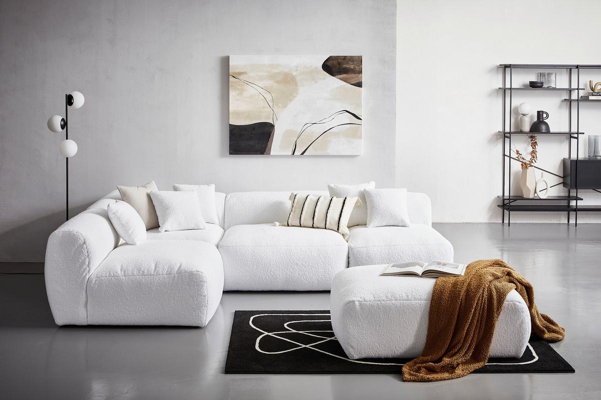 Modul Sofaelement Bloom Weiß - Weiß, Trend, Textil (85/70/122cm) - Livetastic