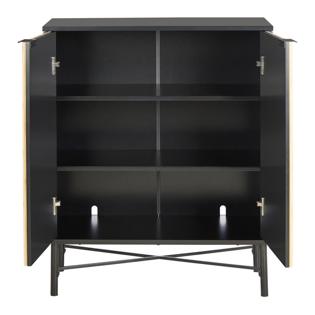 Kommode Madrid Natur/Schwarz Echtholz - Schwarz/Naturfarben, MODERN, Holz/Holzwerkstoff (76/90/35cm) - Mömax
