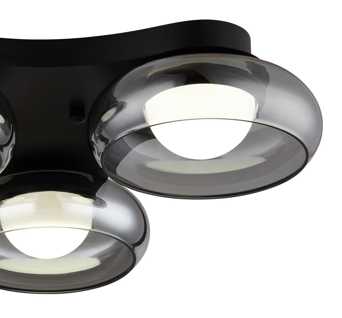 Led Stropna Svjetiljka Carlene - bijela/crna, Design, staklo/metal (65/46/10cm) - Globo