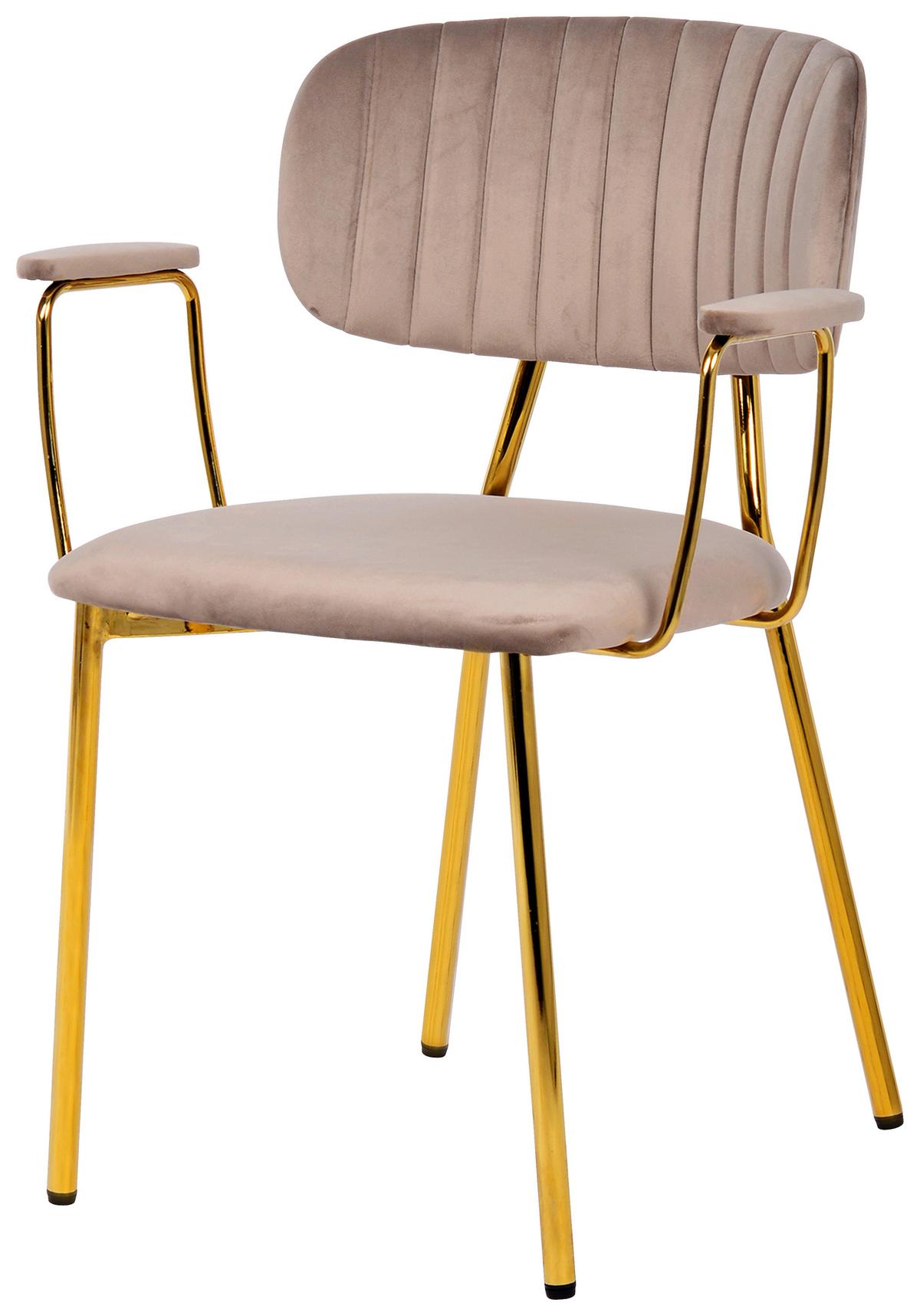 STUHL-SET GISELLE 225 - Taupe/Goldfarben, Design, Kunststoff/Metall (63/80/51cm) - Kayoom