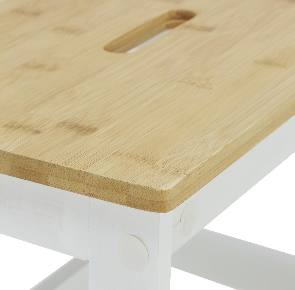 Hocker Weiß/Naturfarben - Naturfarben/Weiß, MODERN, Holz (43/47/43cm) - Mömax