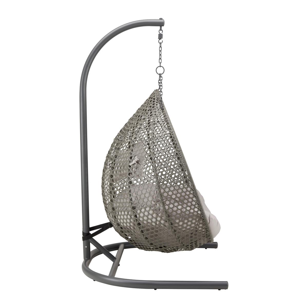 Fotoliu suspendat Bari - gri deschis/gri, Modern, plastic/metal (130/201/116cm) - Bessagi Garden