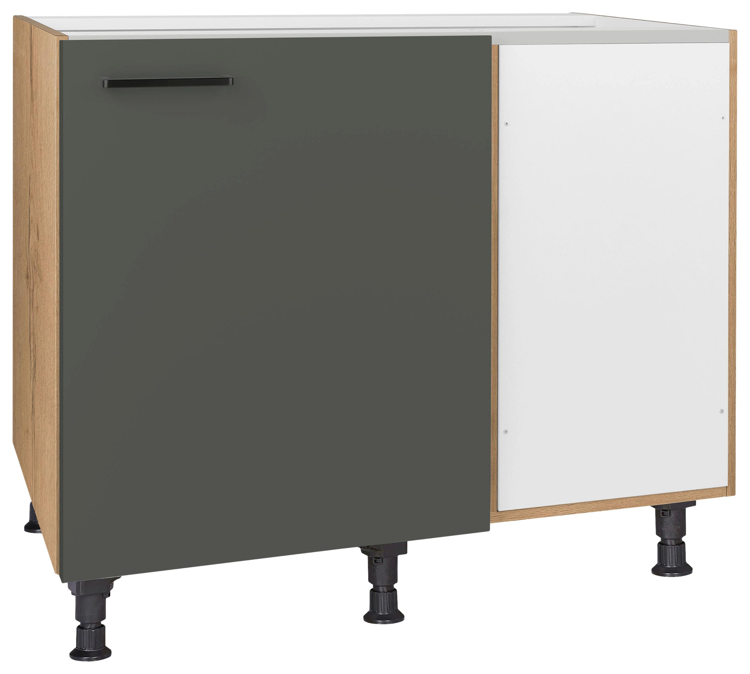 Eckunterschrank Easytouch Grün - Eichefarben/Schwarz, MODERN, Holzwerkstoff/Metall (125/87/65cm) - Nobilia