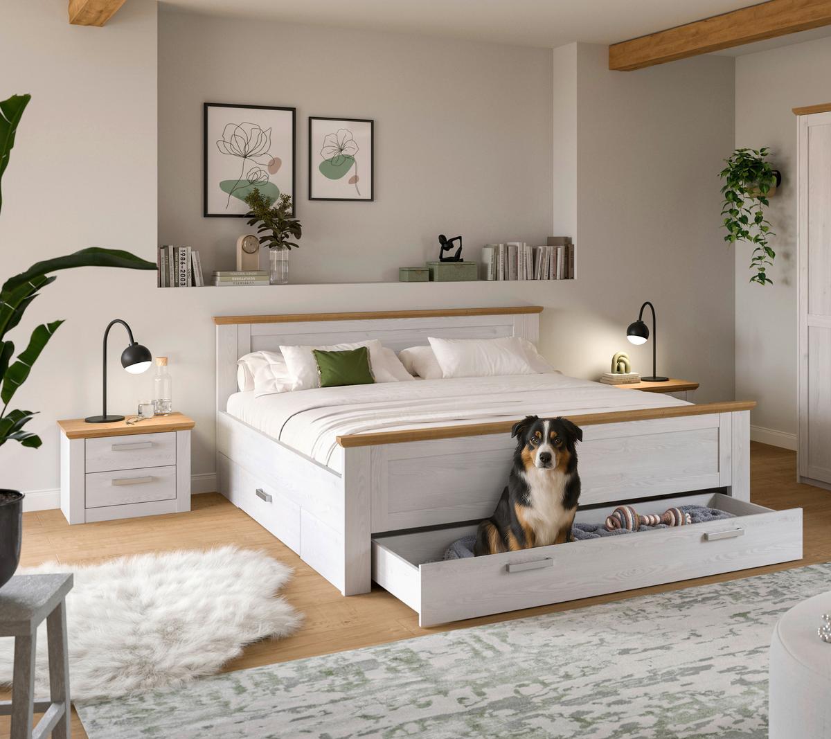 Schlafzimmer VERONA 3-teilig Lärchefarben, Eiche Artisan - Lärchefarben/Eiche Artisan, ROMANTIK / LANDHAUS, Holzwerkstoff - Livetastic