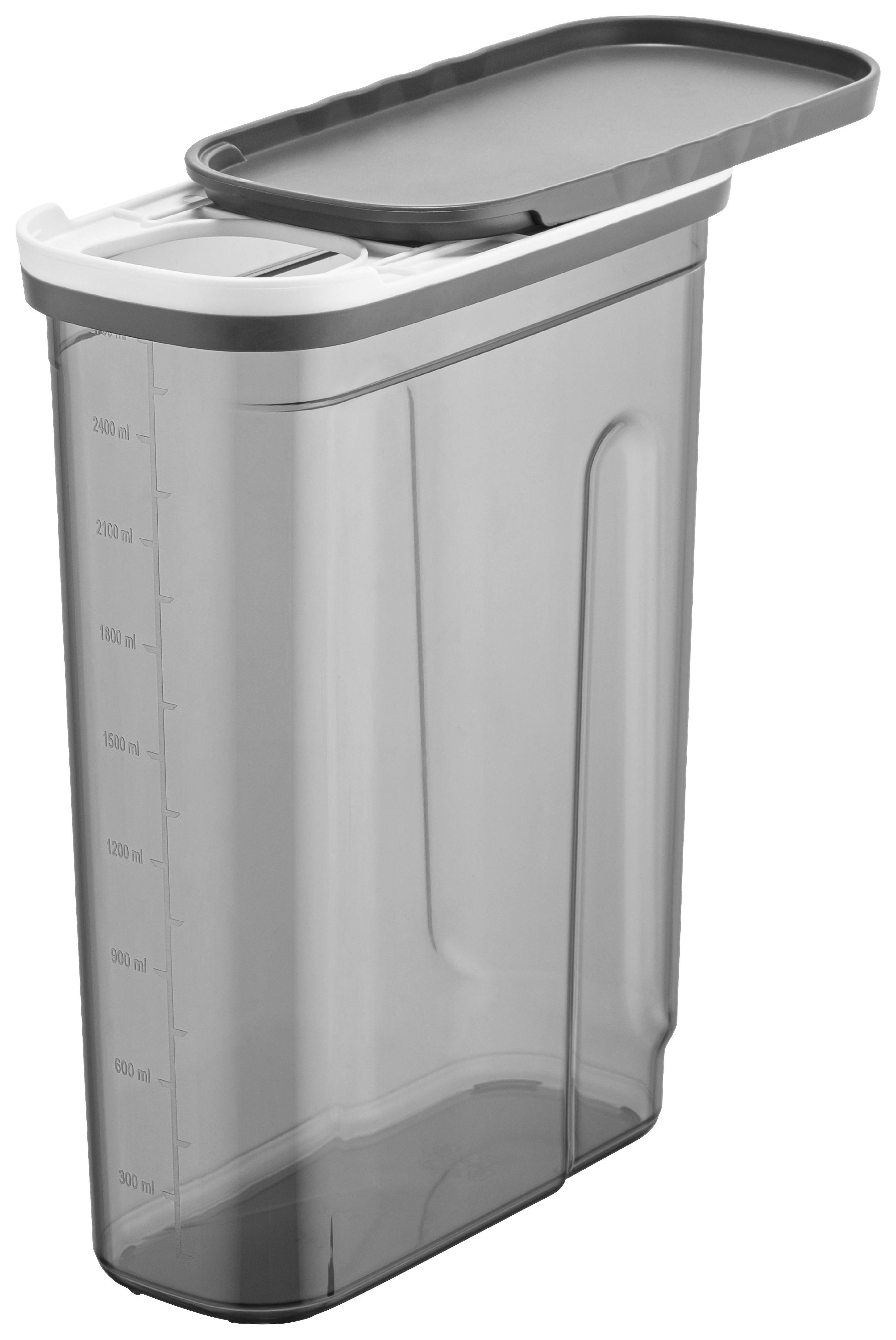 BURK MED LOCK FÖR TORRVAROR BLACKY - 2,7L - klar/antracit, Modern, plast (19,9/9,5/25,5cm) - Mömax
