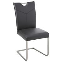 KRZESŁO NA PŁOZIE BOBBY - kolor stalowy/czarny, Design, skóra/metal (48/98,5/62cm) - Novel