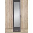 Drehtürenschrank Eiche/Grau Metallic - Eichefarben/Grau, MODERN, Holz/Holzwerkstoff (136/197/54cm) - Modern Living