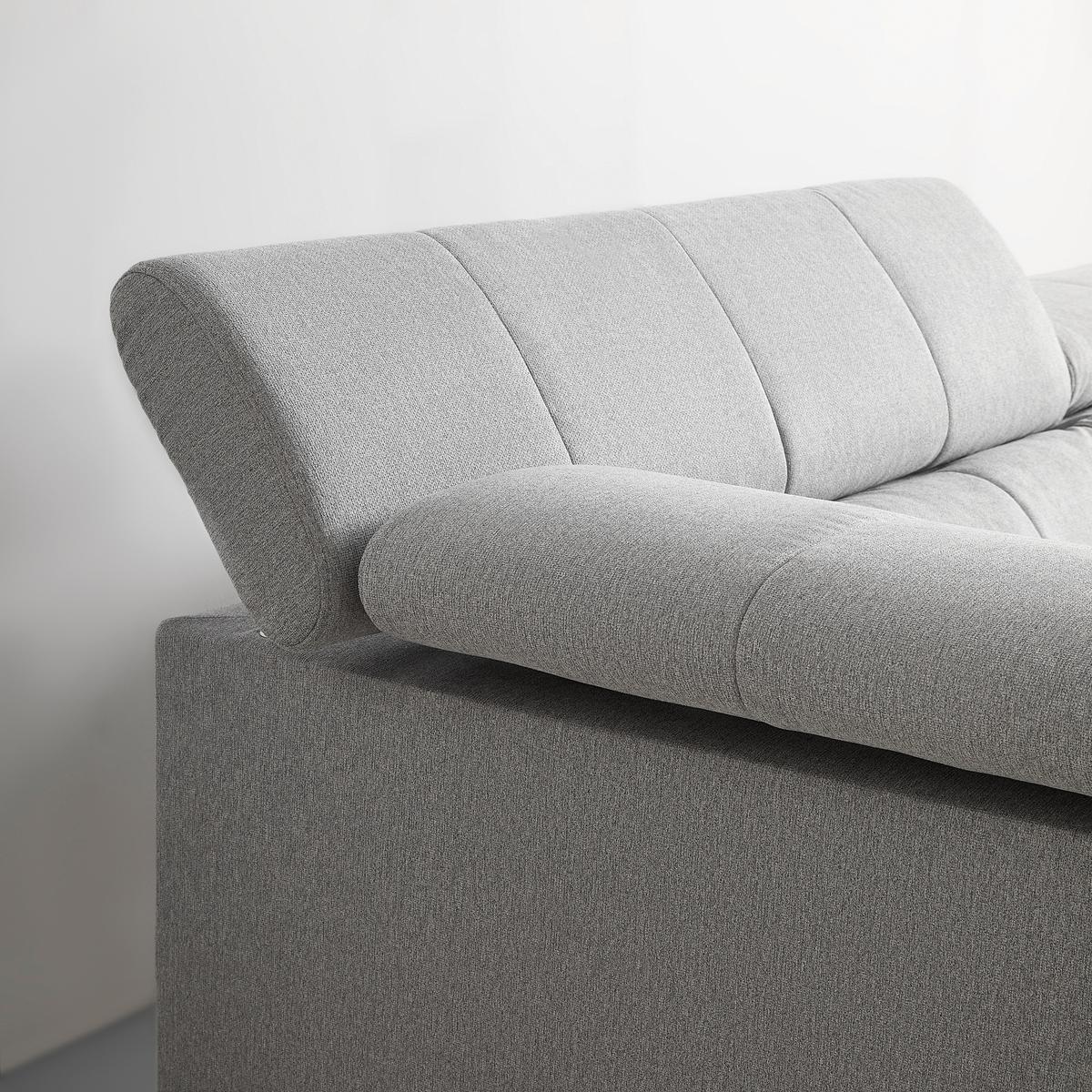 Wohnlandschaft Alberto Hellgrau mit Bettfunktion - Hellgrau/Schwarz, MODERN, Textil/Metall (296/201cm) - Mömax